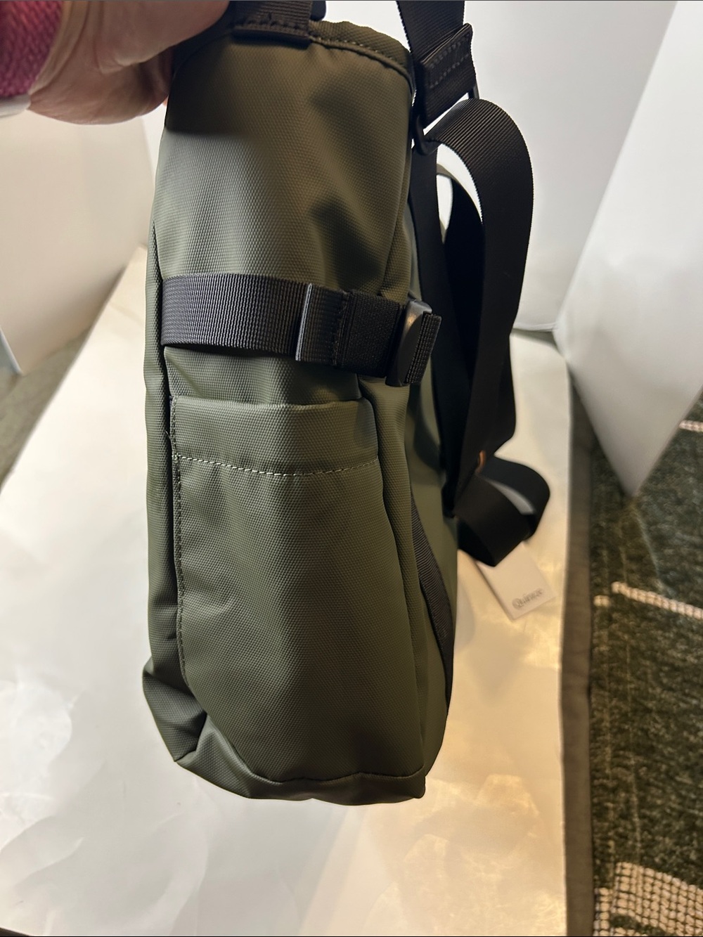 Quince Olive Green Utility Travel Bag with Black Straps - Picture 8 of 16
